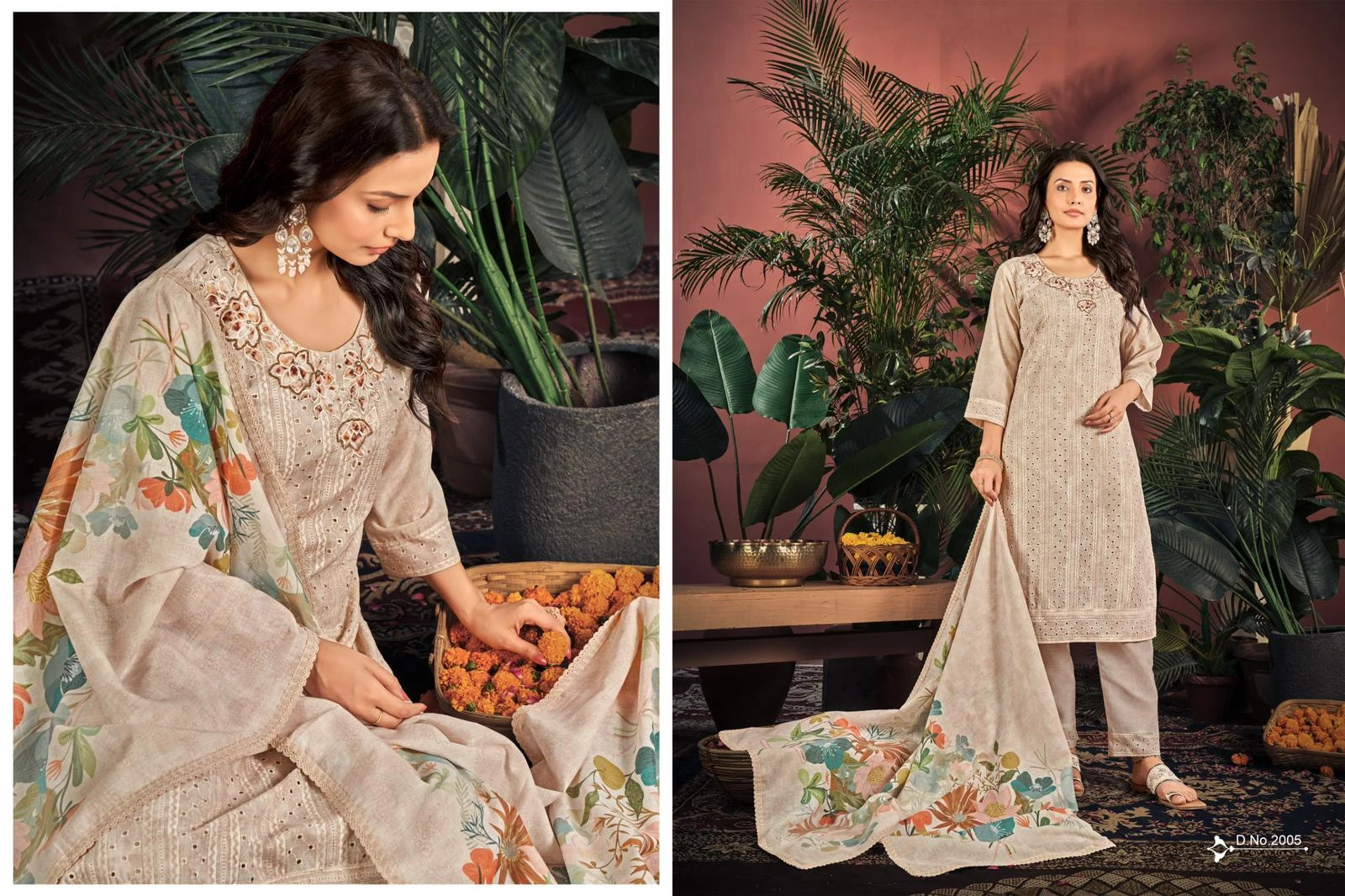 Isavasyam Corporation Cotton Chikan Applique Vol-02 100% Camric Cotton Wholesale Readymade Salwar Suit Catalog — Wholesale Readymade Suit, MPA wholesale from Surat - Gallery Image 3